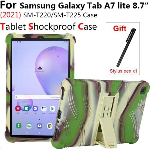 Soft Shockproof Case For Samsung Galaxy Tab A7 Lite 2021 SM-T220 SM-T225 8.7" Tablet PC Silicon Protective Cover with Kickstand