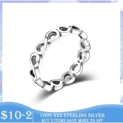 2021 New Romantic 925 Sterling Silver Simple Infinity Band Ring Ring for Women Stackable Infinite Silver Women Jewelry Gift