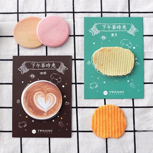 Novelty Sweet Coffee Bread Cake Memo Pads Sticky Notes Message Plan Writing School Office Supply Adhesive Decor Stick Label