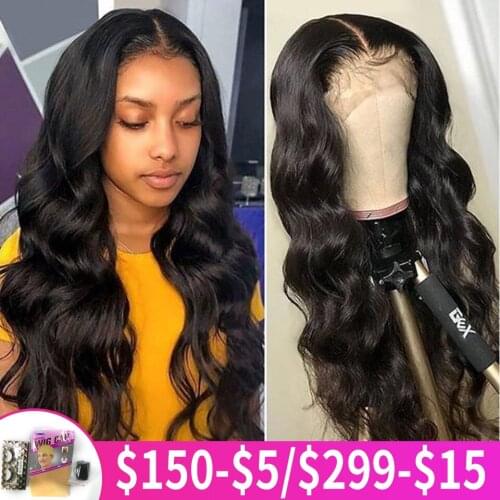40"HD Transparent Lace Wigs Pre Plucked Peruvian Hair Wigs Body Wave 13X4 Lace Front Human Hair Wigs For Women 180% 250% Density
