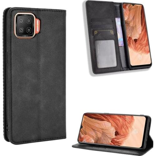 Suitable for OPPO F17 anti-drop magnetic card phone case oppo A73 2020 flip leather retro luxury wallet case