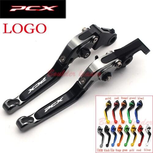 With Logo PCX Sliver+Black CNC Motorcycle Brake Clutch Levers For Honda PCX 125 150 PCX125 PCX 150 2010 2013 2014 2015 2016 2017