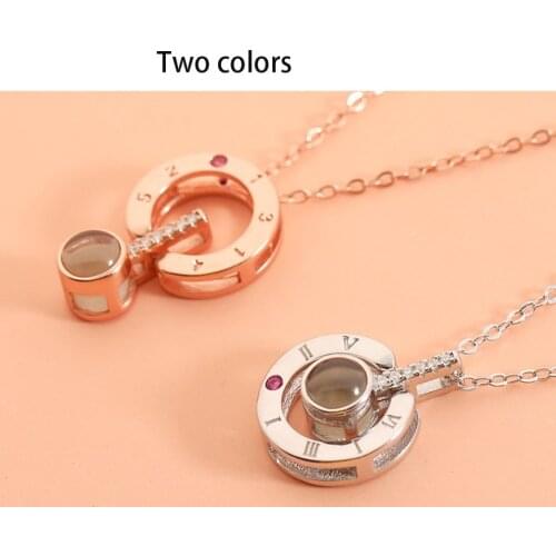 S925 Sterling Silver Pendant Necklace for Girls Women Lovers Nano Technology Memory Projection Say I Love You in 100 Languages