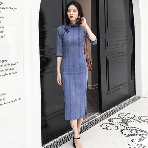 Cheongsam Dress Modern 2021 Chinese Cheongsam Women Split Dresses Eleglant Traditional Cheongsams Oriental Party Dress Plus Size