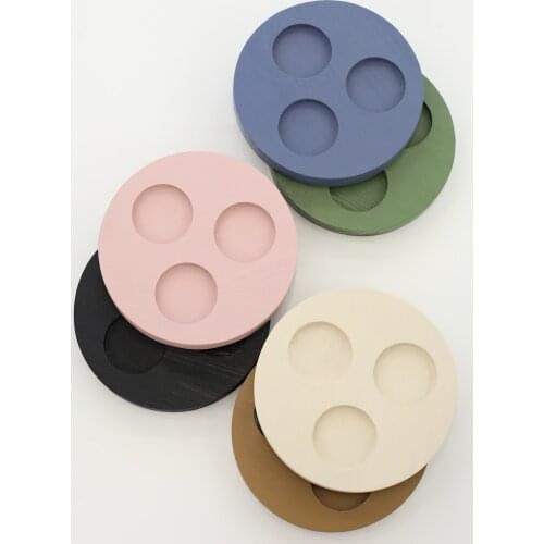 SWEETGO 3 Holes Candle Holder Wood Board for Home Decoration Party Supplier Dessert Trays Candy Bar Decorating