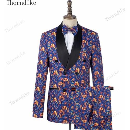 Thorndike Designer 2 Piece Men Suits Modern Noble Formal Double Breasted Customized Party Suits Wedding Tuxedo Coat+Pant T1176
