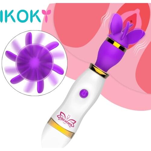 IKOKY Rotation Oral AV Stick Clitoris Stimulate Tongue Licking Vibrator 12 Speed Breast Massage Sex Toys for Woman