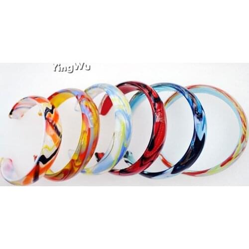 Yingwu Hot Sale 10pcs Factory Price Fashion Personality Styles Women Glass Bracelet Open Glass Bangle Girls Women