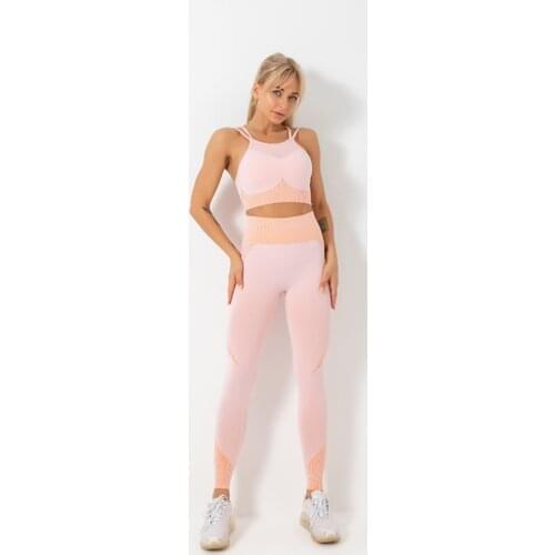 High Quality Eco Friendly Seamless Yoga Set Women Dry Fit Two Piece Tight Fitness