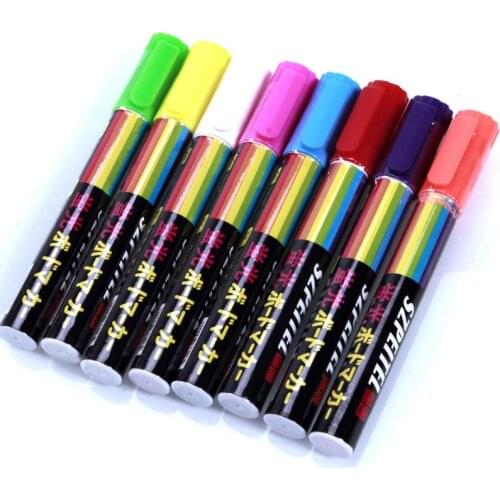 1 set 8pcs 8 Colors Highlighter Fluorescent Wet Liquid Chalk Neon Marker Pen Screen Write Board Writing Supplies