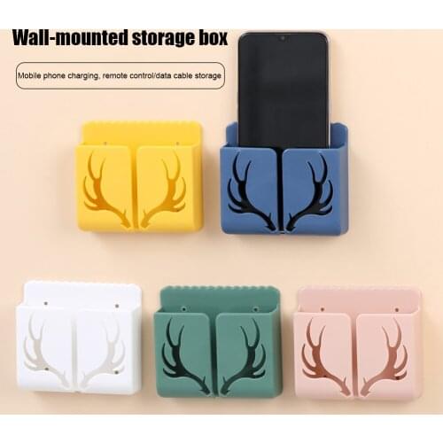 1PC Wall Mounted Organizer Storage Box Air Conditioner Remote Control Mobile Phone Plug Wall Holder Multifunction Holder Stand