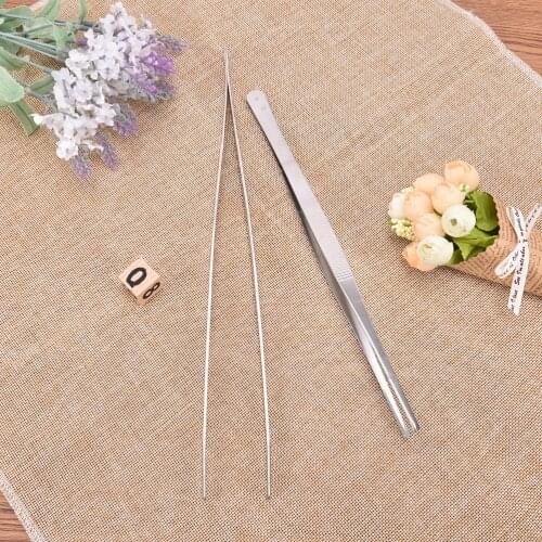 1Pc Barbecue Tweezers Stainless Steel Food Tweezers Cooking Utensils Tongs The Kitchen Buffet Long Straight Roasting Clamp