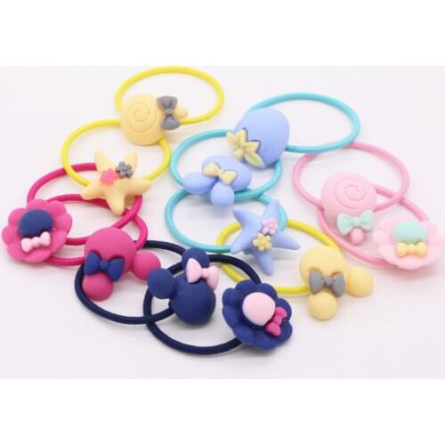 10 Pcs Sweet Cartoon Styling Childrens Series Ponytail Girl with Hair Band Elastic Band Set Kids Hair Accessories Rubber band