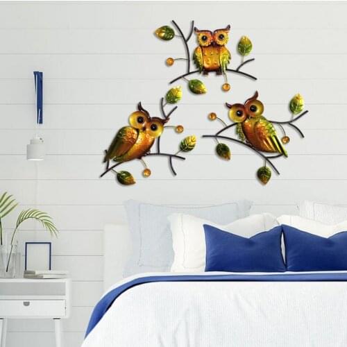 3x 3D Owl Art Sculpture Wall Decoration Retro Owl Figurines Wall Ornament for Coffee Bar Decoration Home Bedroom Decor