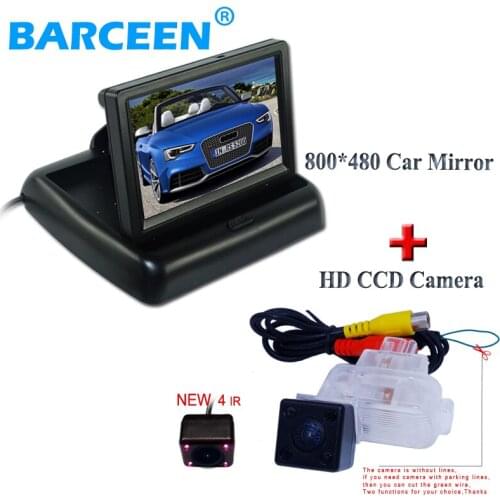 4.3" lcd screen foldable car monitor +car parking camera plastic shell 170 lens angle wire bring 4 ir adapt for Mazda 6/M 6 2014