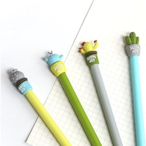 6 pcs Cute Cactus gel pen 0.5mm roller ball pens Black color Stationery Office school supplies material escolar FB773