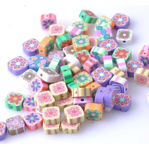 10mm 100pcs Mixed Pattern Cube Clay Spacer beads For jewelry making YKL0054