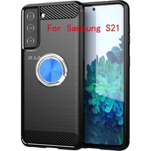 For Samsung S21 Case Finger Ring Metal Soft TPU Phone Cover For Samsung Galaxy S21 Plus S21+ Case For Samsung S21 Ultra
