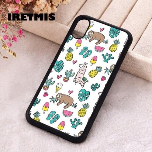 Iretmis 5 5S SE 2020 Phone Cover Case for iPhone 6 6S 7 8 Plus X Xs XR 11 12 Mini Pro Max Rubber Llama Sloth Pineapple Pattern