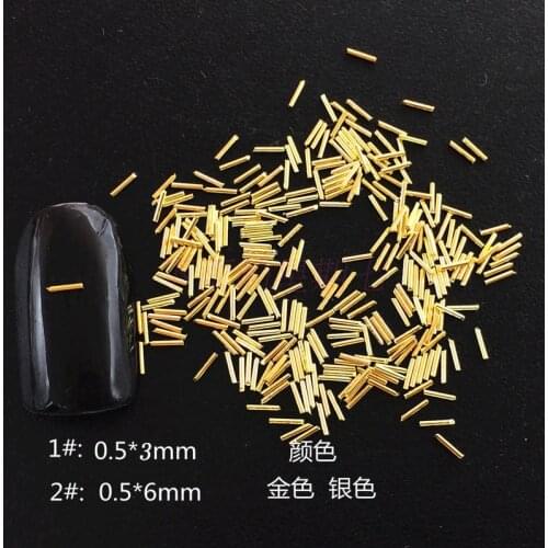 500pcs/pack Japan Korea Nail Art Alloy Rivets Studs Gold Silver 0.5mm Thin Small Bars Jewellry Accessories for Women Nail DIY