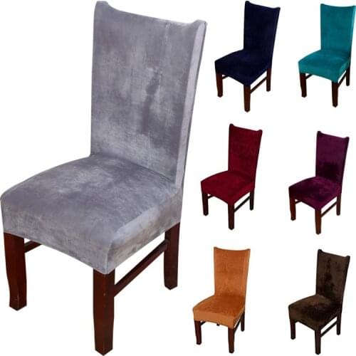 Spandex Elastic Chair Cover Dining Room Solid Color Velvet Chair Covers for Living Room Seat Case for Wedding Hotel Banquet