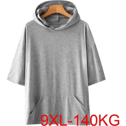 Mens T Shirts Plus Size 5XL 6XL 7XL 8XL 9XL Hooded T Shirt Summer Men Solid Short sleeve T-shirt