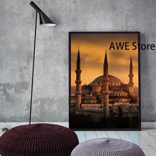 Canvas Sultan ahmed mosque Istanbul Landscape Turkey Wall Art Painting Poster And Prints Wall Picture Room Decor quadro cuadros