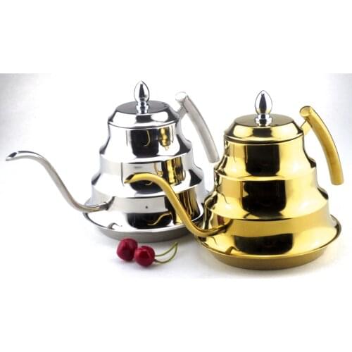 Coffee Drip Stainless Steel Kettle Tea Pot Maker Infusion Gooseneck Golden, Silver