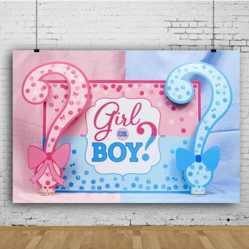 Boy or Girl Gender Reveals Background Baby Birthday Party Decoration Photography Studio 3D Digital Backdrop Cloth