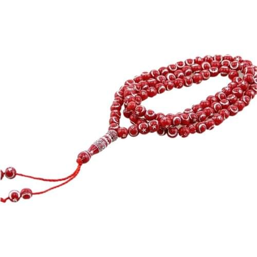 Muslim Prayer Beads Allah Rosary Bracelets Tassel Pendant 99 Prayer Beads Chain Islamic Rosary Meditation Jewelry