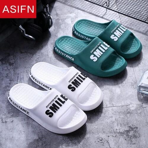 Men Summer Slippers Home Indoor Sweetlove Non-slip Beach shoes Simple Bathing Fashion Smile Printing Ladies Shoes Male Slides