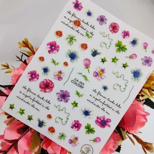 Pink Watercolor Flowers Stickers for nails Design Self adhesive Nail Art Decoraciones Sliders Foil Manicure Accessories