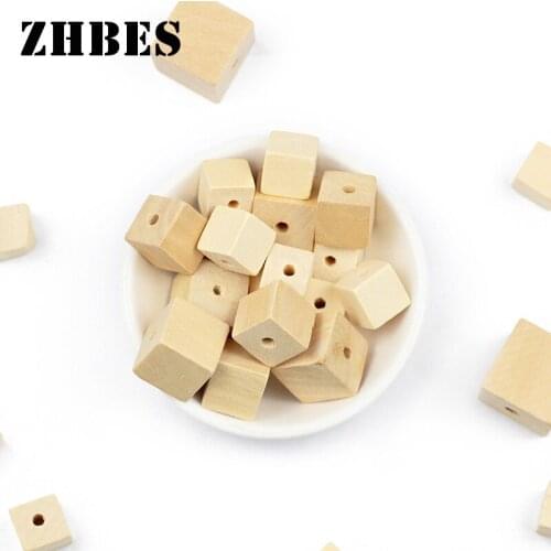 Nature Wooden Square Beads Wood Color Cube Unfinished Geometric Spacers Loose Beads For Jewelry Making Bracelet DIY Findings