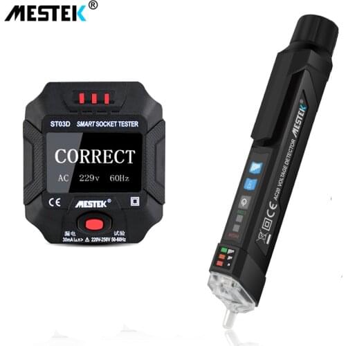 NCV Pen Type Voltage Tester+ Socket Testers Socket Detector EU Plug Ground Zero Line Plug Polarity Phase Check RCD Tester