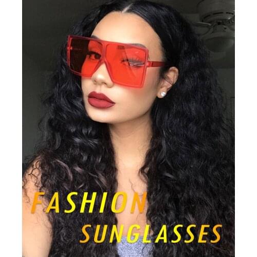 New Fashion Oversized Big Square Sunglasses Women Gradient Sea Lens Plastic Glasses