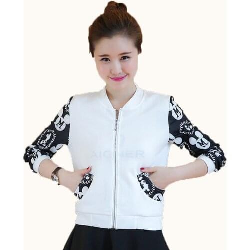 White black color Autumn Outerwear Casual Women Jacket big size Winter Coat slim jacket fashion casual basic baseball coat S-3XL