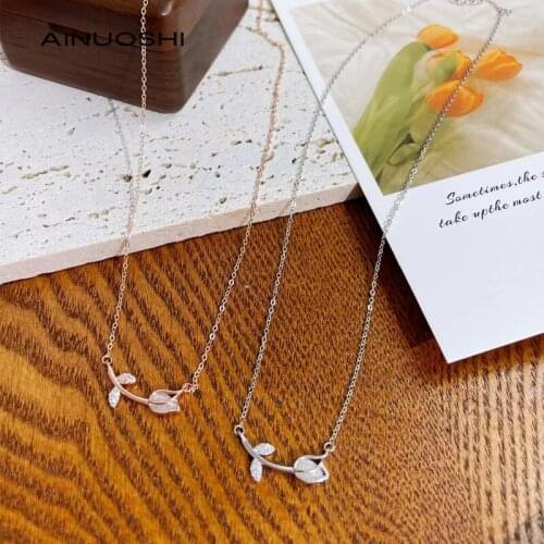 AINUOSHI Real 925 Sterling Silver Exquisite Tulip Pendant Necklace Fashion Flowers Necklace for Women Vintage Jewelry 2021 New