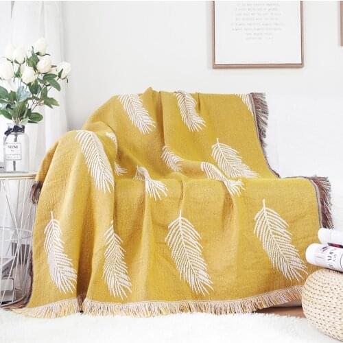 Simple Modern Sofa Towel Woven Tassel Blanket Polyester Rectangle Soft Material Thread Blanket Full Cover Use for Living Room