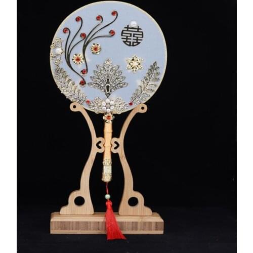 Chinese Style Hand Held Fan Bamboo Silk Fan Vintage Bamboo birthday Present Home Party Wedding Decor