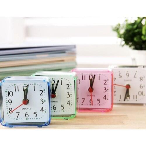 Cute Square Small Bed Alarm Clock Transparent Case Digital Mini Color Table Student Clock Compact Clock 4 Children Alarm De U3X9