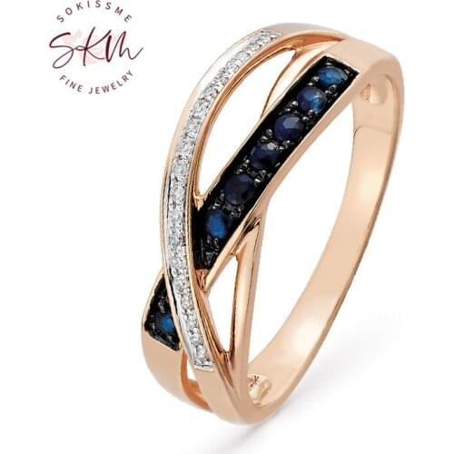 SKM 14k rose gold Sapphire rings for women trendy moissanite rings wedding rings designer Promise Luxury Fine Jewelry