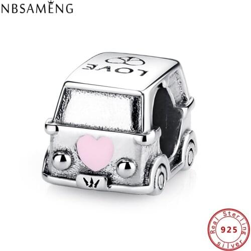 Charms 925 Sterling Silver Original Fit Bracelet Heart Bus Camper Van Charm Beads Diy Women Jewelry