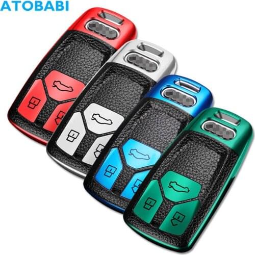 TPU Leather Car Key Cover For Audi A4 B9 Q5 Q7 TT TTS 8S 2016 2017 2018 2019 3 Buttons Smart Keychain Remote Fob Shell Case Bag