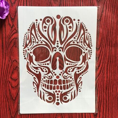 A4 29 * 21cm Skull DIY Stencils Wall Painting Scrapbook Coloring Embossing Album Decorative Paper Card Template,wall