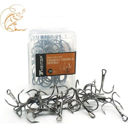 Thritop 20pc/Box Fishing Treble Hooks Super Sharp Origin Hook #2 #4 #6 #8 High Carbon Steel Fishing Treble Hooks Fishing Tackle