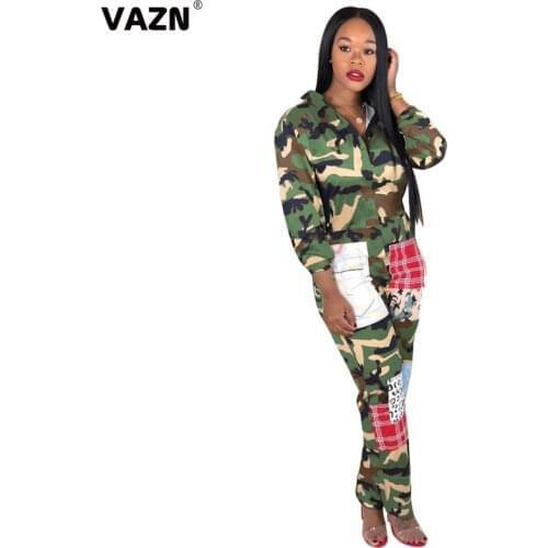 VAZN 2020 Autumn Hot Fancy High Quality Casual Regular Young Full Sleeve Group Long Pants Tracksuits Slim Women 2 Piece Set