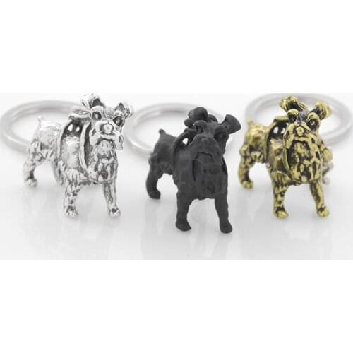 Vintage Retro 3D Cute Miniature Schnauzer Keychain Cute Metal Dog Key Chain Keyring Bag Charm Women Man Child Pet Jewellery Gift