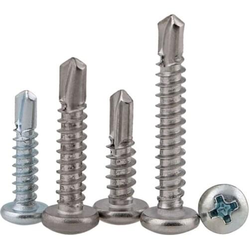 GuHua 401Stainless Steel Cross Round Head Drill Tail Self Tapping Screw KA Hardened Phillips Pan Head Self Drilling Screws 20pcs