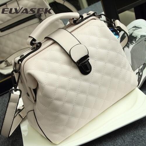 ELVASEK Bags for women 2020 new retro doctor bag ladies handbag shoulder bag scrub leather handbag hot sale