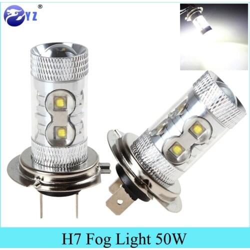 1 Set H7 fog light 50W Cree Chips LED Fog Lamp headlight Bulb Auto 12V 6000K xeno White car styling foglight universal